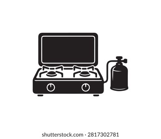 Minimalist kitchen setup with gas stove and kettle for home or restaurant use.