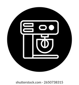 Ilustração minimalista do ícone do misturador da bancada da cozinha perfeita para projetos culinários e representação de aparelhos de cozinha com linhas simples