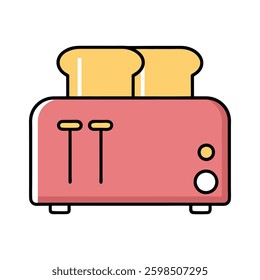Minimalist Kitchen Toaster with Bread Vector Illustration.