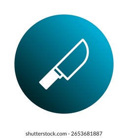 Minimalist knife icon within a blue circle conveying cooking culinary or potentially danger food concept art