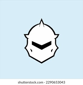 minimalist knight helmet logo design, light blue background