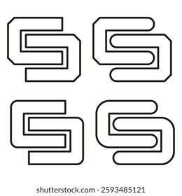 Minimalist knot symbols. Abstract geometric shapes. Simple modern design. Black linear icons.