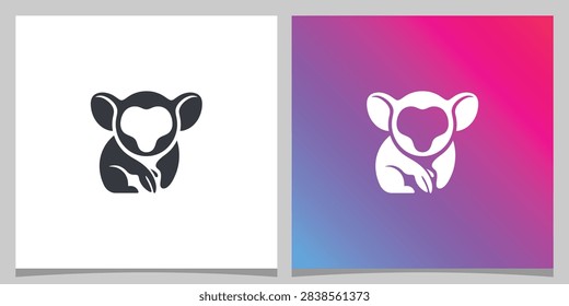 Minimalist koala icon design vector silhouette with marsupial