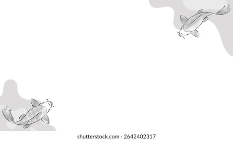 Minimalist Koi Fish Frame Illustration for Elegant Banner and Background Design