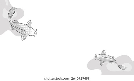 Minimalist Koi Fish Line Art Design for Elegant Background and Zen Wall Art Decoration
