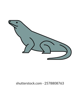 Minimalist Komodo Dragon Outlined Icon