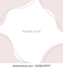 A minimalist Korean-style abstract background featuring soft beige curves and thin lines on a white canvas. Elegant and calming, this frame is perfect for design templates.