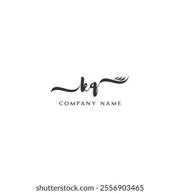 Minimalist KQ Logo Design with Abstract Feather Element
