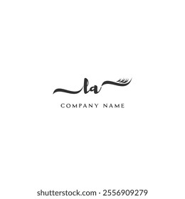 Minimalist LA Logo Design with Abstract Feather Element