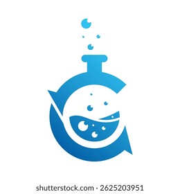 Minimalist Lab Beaker Inside C Vector Design