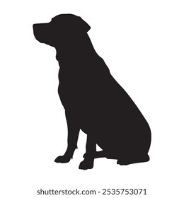 Silhueta de Labrador Minimalista - Elegante Preto posar cão sentado para logotipos animais e projetos de design.