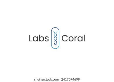 minimalist labs coral logo design vector illustration. simple future ocean labs reef and coral logo vector design background. 