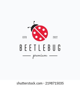 Minimalist ladybug beetle logo vector illustration design. Simple vintage insect label concept.