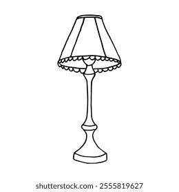 minimalist lampshade with rounded fringe - hand drawn line art