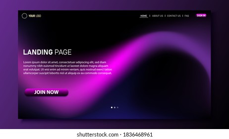 Minimalist landing page design. Fluid color concept. Modern color gradient. UI design for website. Eps 10 vector