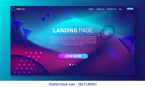 Minimalist landing page design. Modern color gradient. UI design for website. Eps 10 vector