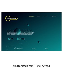 Minimalist Landing Page With Green Gradient Background With Circle Object. Eps 10 Vector