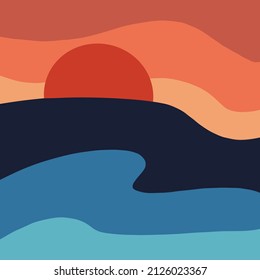 minimalist landscape abstract background, vector illustration