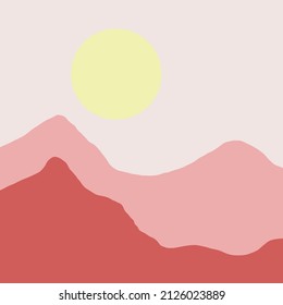 minimalist landscape abstract background, vector illustration