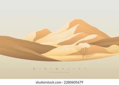 Minimalist landscape abstract background wallpaper. Creative modern paint. Aesthetic nature art contemporary mountain poster. Hand drawn vector illustration for prints wall arts, canvas and banners.