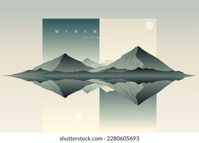 Minimalist landscape abstract background wallpaper. Creative modern paint. Aesthetic nature art contemporary mountain poster. Hand drawn vector illustration for prints wall arts, canvas and banners.