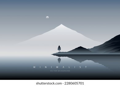 Minimalist landscape abstract background wallpaper. Creative modern paint. Aesthetic nature art contemporary mountain poster. Hand drawn vector illustration for prints wall arts, canvas and banners.