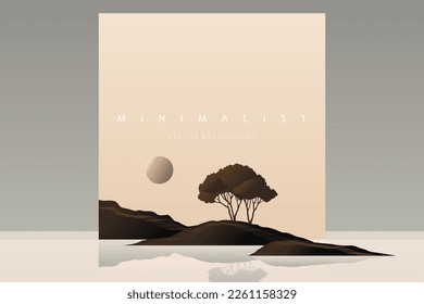 Minimalist landscape aesthetic background wallpaper. Creative modern paint. Abstract nature art contemporary mountain poster. Hand drawn vector illustration for prints decoration wall arts and canvas
