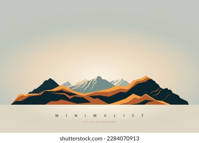 Minimalist landscape aesthetic background wallpaper. Creative modern paint. Abstract nature art contemporary mountain poster. Hand drawn vector illustration for prints decoration wall arts and canvas