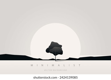 Minimalist landscape aesthetic background wallpaper. Creative modern paint. Abstract nature art contemporary mountain poster. Hand drawn vector illustration for prints decoration wall arts and canvas
