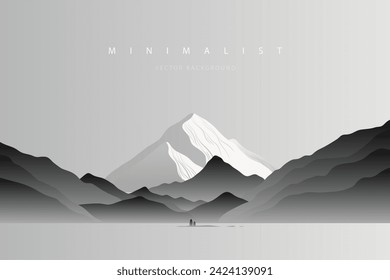 Minimalist landscape aesthetic background wallpaper. Creative modern paint. Abstract nature art contemporary mountain poster. Hand drawn vector illustration for prints decoration wall arts and canvas