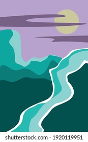 Minimalist Landscape and blue river