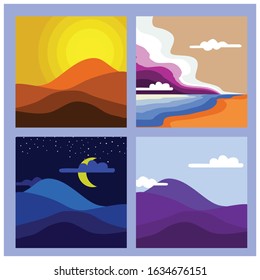 minimalist landscape color simple background