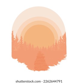 minimalist landscape design vector hand drawing