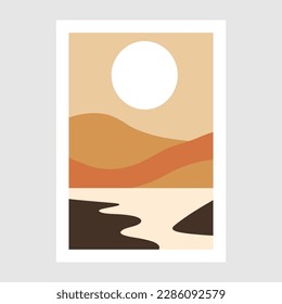 Minimalist landscape design. Vector illustration in flat style.  Wall Art Pint Poster