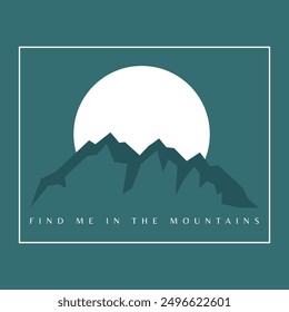 Minimalist landscape with green mountains logo design. Aesthetic desert silhouette 2d vector artwork.