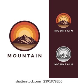 Minimalist Landscape Hills Logo Element Berggipfel, einfaches Logo für Bergsunset