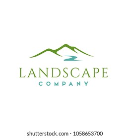 Design de logotipo do Vector de Paisagem Minimalista Hills/Mountain Peaks