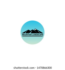 Minimalist Landscape Hills, Mountain Peaks Vector logo design
