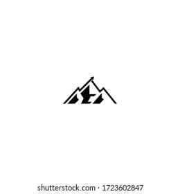 Minimalist Landscape Hills / Mountain Peaks River Creek Vector logo design