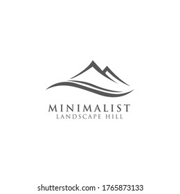 Minimalist Landscape Hills Mountain Peaks Vector logo design