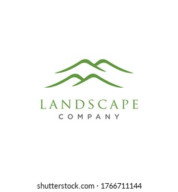 Minimalist Landscape Hills Mountain Peaks Vector logo design