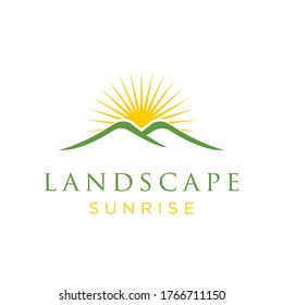 Minimalist Landscape Hills Mountain Peaks Vector Logo Design