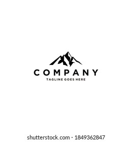 Minimalist Landscape Hills, Mountain Peaks River Creek Simple Logo Design Vector
