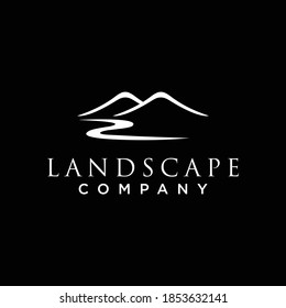 Minimalist Landscape Hills Mountain Peaks Vector logo design