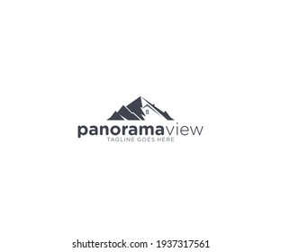 Minimalist Landscape Hills Mountain Peaks Vector logo design