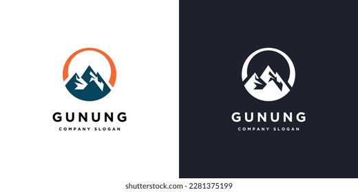 Minimalist Landscape Hills Mountain Peaks Vector logo design