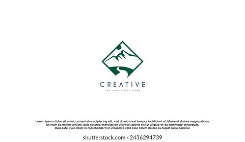 Minimalist Landscape Hills Mountain Peaks Vector logo design