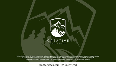 Minimalist Landscape Hills Mountain Peaks Vector logo design