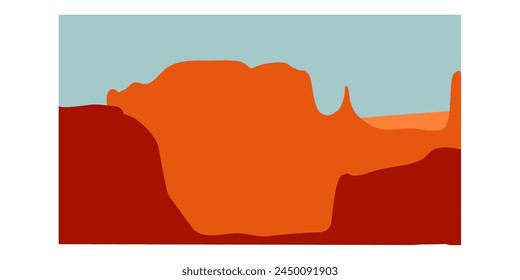 minimalist landscape, hills, and mountains silhouettes, vector nature background.	
