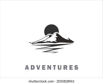 Minimalist Landscape Hills and Oceans Logo Design